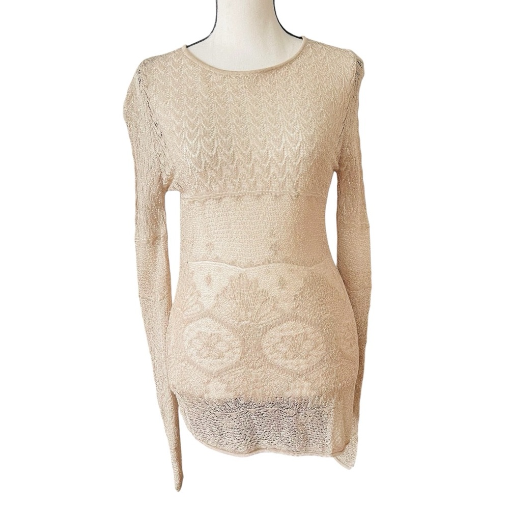 Carole Little Elegant Beige Knit Sweater